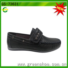 Zapato de tela de cuero Softener formal de Velcro Flat Sole